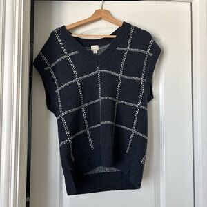 a new day Navy V-Neck Sweater Vest with Grid Pattern